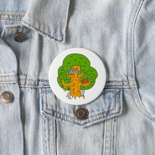 Bäume mit Waldtieren Niedliche Natur Button