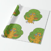 Bäume mit Waldtieren Niedliche Natur Geschenkpapier (Ungerollt)