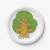 Bäume mit Waldtieren Niedliche Natur Pappteller (Vorderseite)