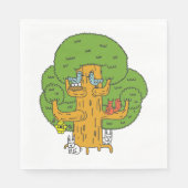 Bäume mit Waldtieren Niedliche Natur Serviette (Vorderseite)