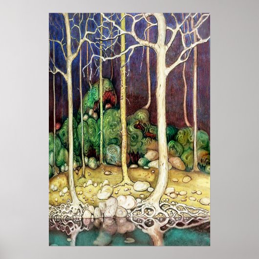 Bäume mit Wurzeln im See Poster (Vorne)