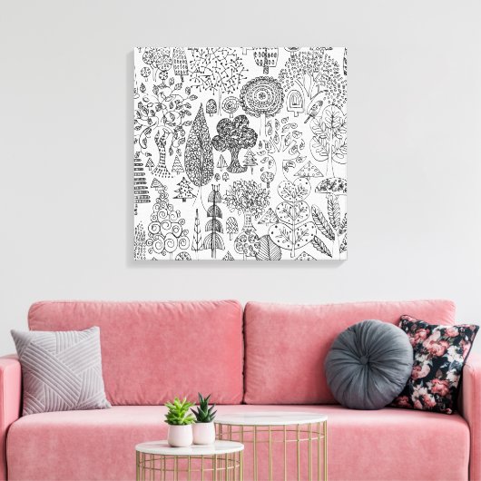 Bäume Moderne Schwarz-Weiß-Kunst Leinwanddruck (Insitu (Wohnzimmer))