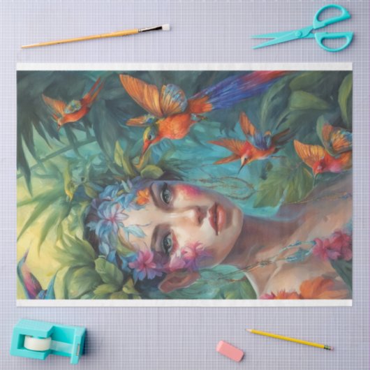 Bäume Nymph und Schmetterlingsvögel Seidenpapier (Basteln)