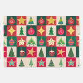 Bäume Ornamente und Sterne Plätze Geschenkpapier Set (Vorderseite)