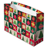 Bäume Ornamente und Sterne Plätze Große Geschenktüte (Rückseite Schrägansicht)