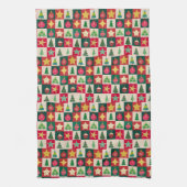 Bäume Ornamente und Sterne Weihnachtscollage Geschirrtuch (Vertikal)