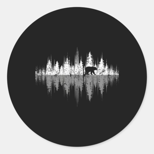 Bäume Reflektion Wildnis Natur Tierbären Outdo Runder Aufkleber (Vorderseite)