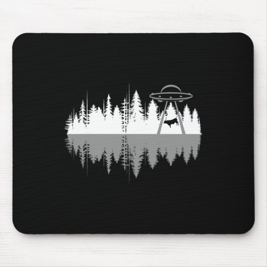 Bäume Reflektionsfläche Alien Entführung von Kuh Mousepad (Vorne)