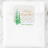 Bäume & Schneeflocken Frohe Weihnachtsgebäck Quadratischer Aufkleber (Tasche)