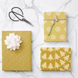 Bäume Schneeflocken und Polka-dot Weihnachten Geschenkpapier Set