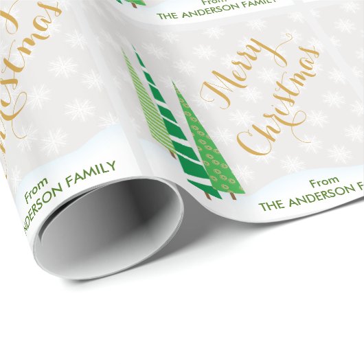 Bäume & Schneeflocken Winterweihnachtsfest Geschenkpapier (Rolleneckpunkt)