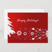 Bäume, Schneeflocken & Wirbel Red Happy Holidays C Postkarte (Vorne/Hinten)