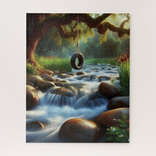Bäume schwingen über Wasser Puzzle (Vertikal)