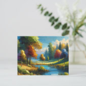 Bäume See in Landschaft, Postkarte (Stehend Vorderseite)