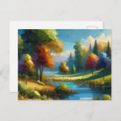 Bäume See in Landschaft, Postkarte (Vorne/Hinten)