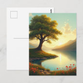 Bäume Seenlandschaft Kunstmalerei Postkarte (Vorne/Hinten)