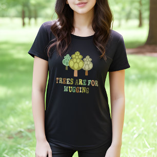 Bäume sind zum Umarmen Whimsical Damen Schwarz T-S T-Shirt
