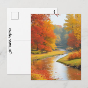 Bäume strömen farbenfrohe Herbste zeitlose Kunst Postkarte