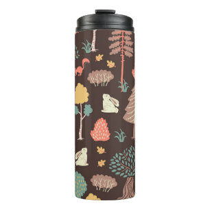 Bäume Tiere: Von Hand Gezeichnet Naturlandschaft. Thermosbecher