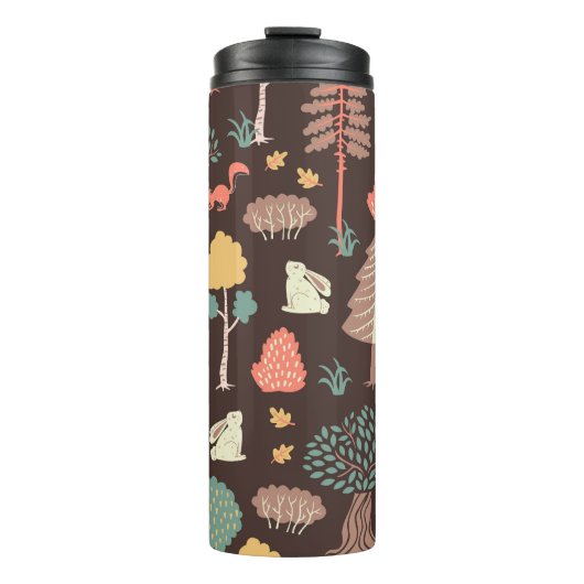 Bäume Tiere: Von Hand Gezeichnet Naturlandschaft. Thermosbecher (Vorderseite)