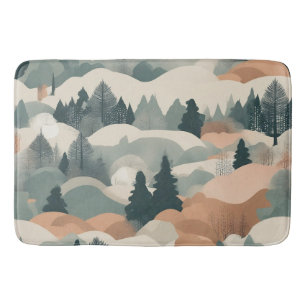 Bäume und Berge Boho Abstract Design Badematte