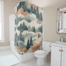 Bäume und Berge Boho Abstract Design Duschvorhang