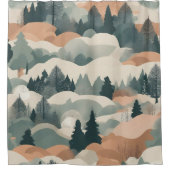 Bäume und Berge Boho Abstract Design Duschvorhang (Vorderseite)