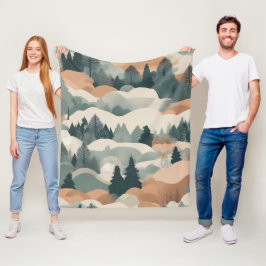 Bäume und Berge Boho Abstract Design Fleecedecke