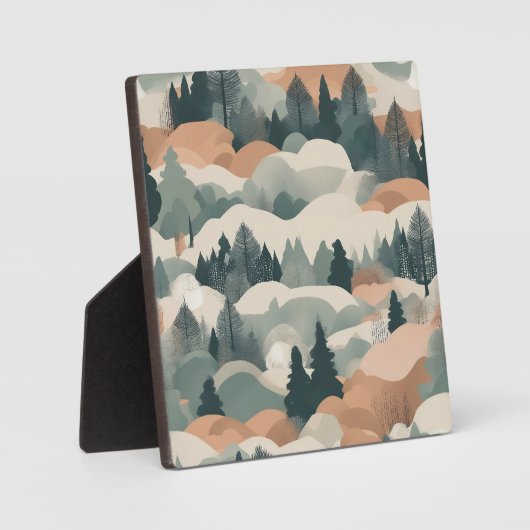 Bäume und Berge Boho Abstract Design Fotoplatte (Vorderseite)