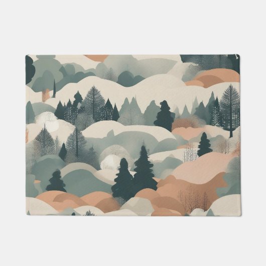Bäume und Berge Boho Abstract Design Fußmatte (Vorderseite)