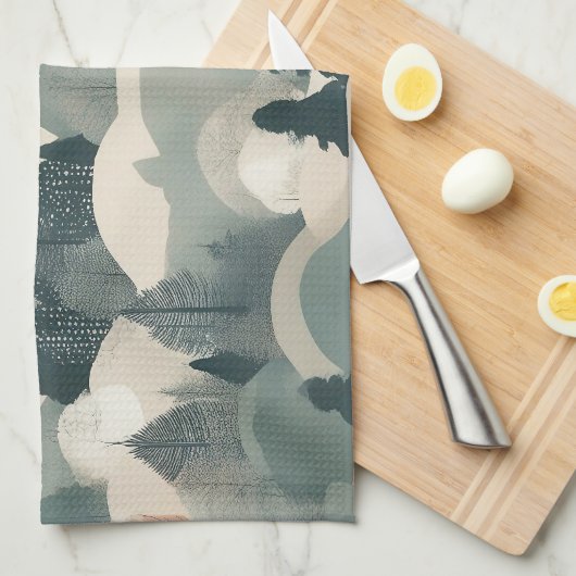 Bäume und Berge Boho Abstract Design Geschirrtuch (Viertel Falte)