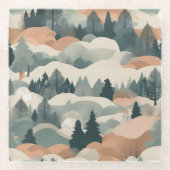 Bäume und Berge Boho Abstract Design Glasuntersetzer (Vorderseite)