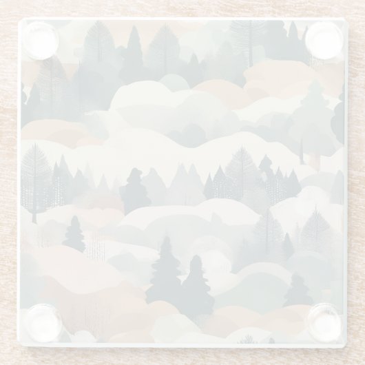 Bäume und Berge Boho Abstract Design Glasuntersetzer (Rückseite)