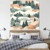 Bäume und Berge Boho Abstract Design Leinwanddruck (Insitu (Schlafzimmer))