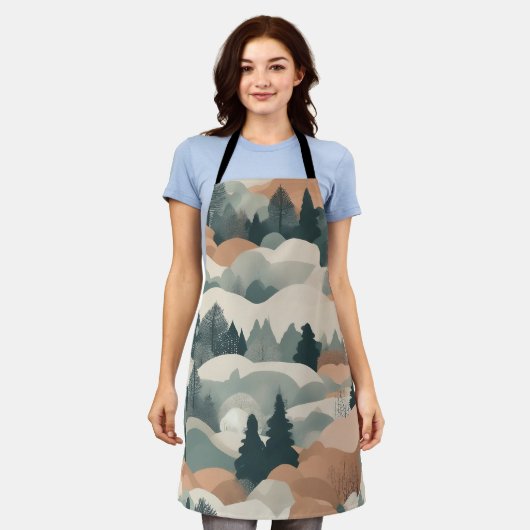 Bäume und Berge Boho Abstract Design Schürze (Getragen)
