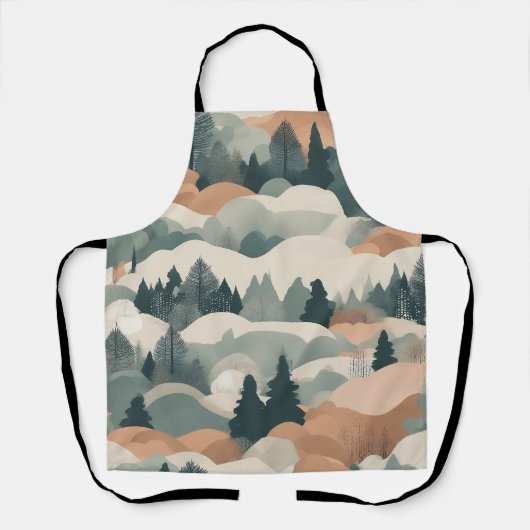 Bäume und Berge Boho Abstract Design Schürze (Vorderseite)