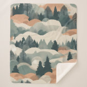 Bäume und Berge Boho Abstract Design Sherpadecke (Vorderseite)