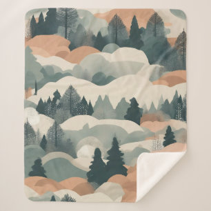 Bäume und Berge Boho Abstract Design Sherpadecke
