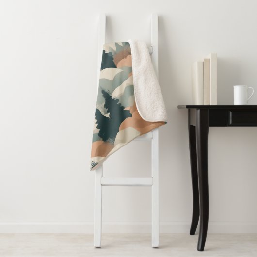 Bäume und Berge Boho Abstract Design Sherpadecke (Beispiel)