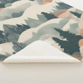 Bäume und Berge Boho Abstract Design Sherpadecke (3/4)