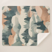 Bäume und Berge Boho Abstract Design Sherpadecke (Vorderseite (Horizontal))