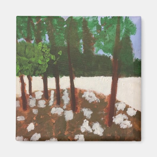 Bäume und Blume bemalt Magneten Magnet (Vorne)