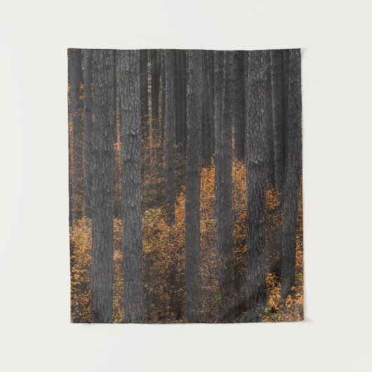 Bäume und goldenes Herbstblättern Wandteppich (Vorderseite)