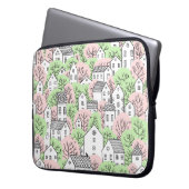 Bäume und Häuser nahtlos Muster. Frühjahr und Somm Laptopschutzhülle (Vorderseite Links)