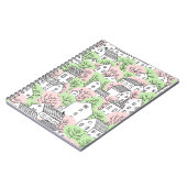 Bäume und Häuser nahtlos Muster. Frühjahr und Somm Notizblock (Linke Seite)