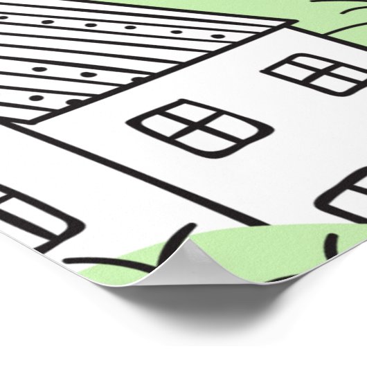 Bäume und Häuser nahtlos Muster. Frühjahr und Somm Poster (Ecke)