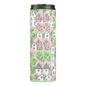 Bäume und Häuser nahtlos Muster. Frühjahr und Somm Thermosbecher (Rückseite)