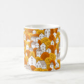 Bäume und Häuser nahtlos Muster. Herbst, Herbst Kaffeetasse (VorderseiteRechts)