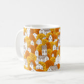 Bäume und Häuser nahtlos Muster. Herbst, Herbst Kaffeetasse (Vorderseite Links)