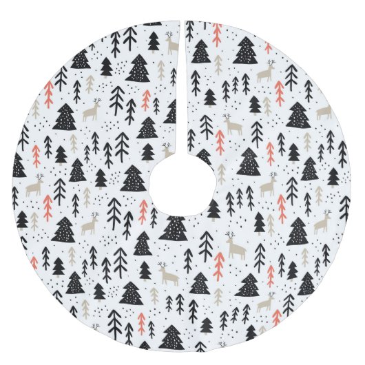 Bäume und Hirsche Polyester Weihnachtsbaumdecke (Vorderseite)